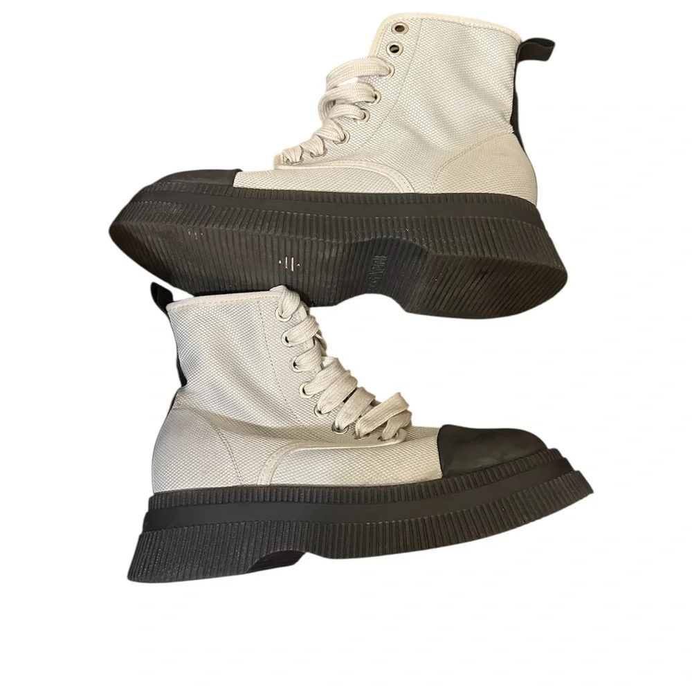 Ganni canvas high top platforms boots - Picture 3 of 5